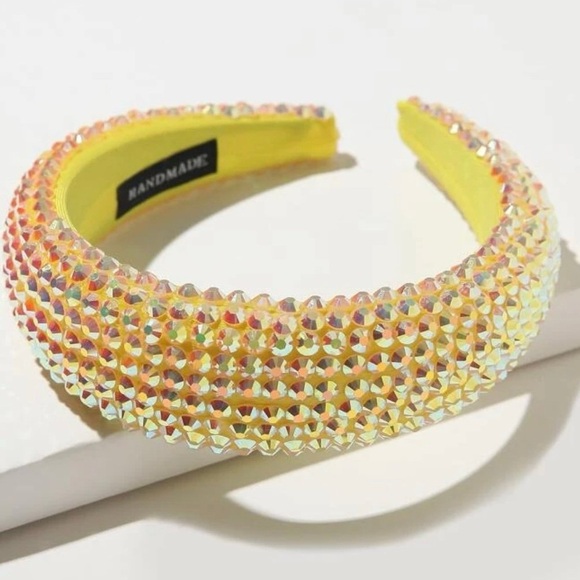 Women’s Yellow Crystal Embellished Headband - Picture 2 of 2